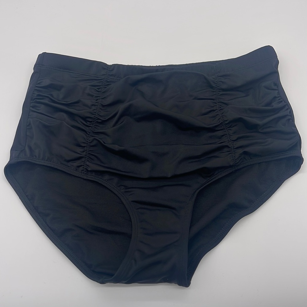 High waisted black swim bottom